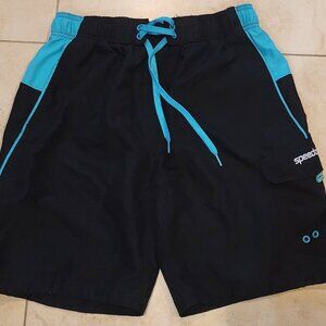 Speedo Swim Trunks Men's Medium Marina Sport VaporPLUS 9" Black & Turquoise $42